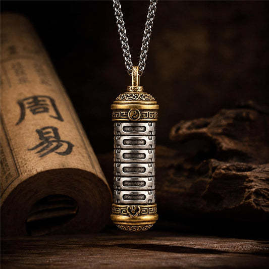 I Ching Hexagram Pendant Necklace | Rotating Taoist Jewelry
