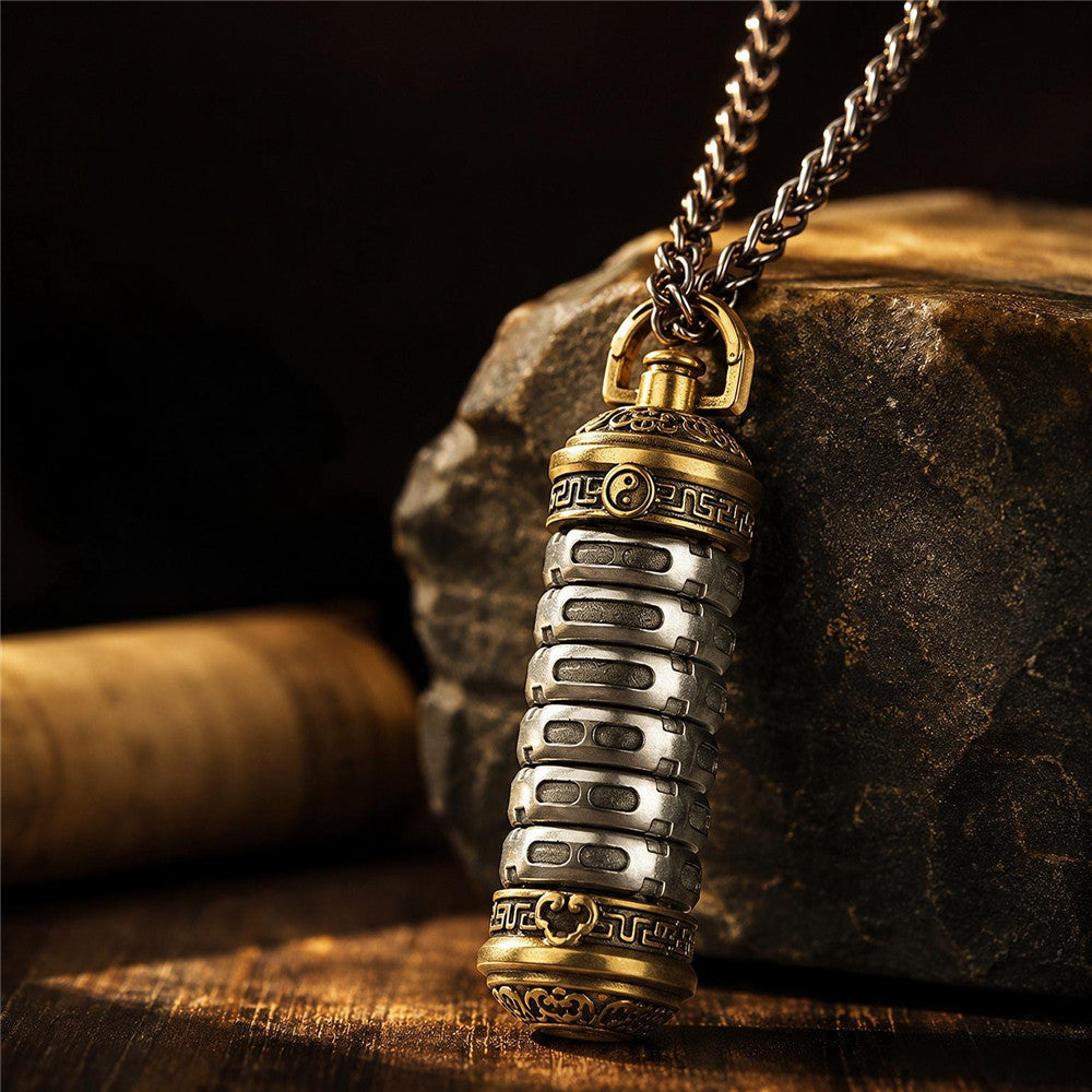 I Ching Hexagram Pendant Necklace | Rotating Taoist Jewelry