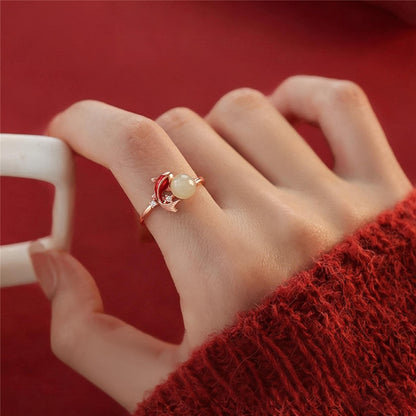 Jade Koi Fish Ring | Adjustable Gold Koi Ring