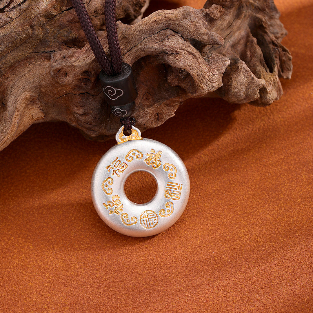 Sterling Silver Ping An Kou Pendant – Koi, Lotus & Ruyi Designs
