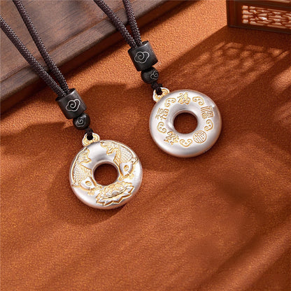 Sterling Silver Ping An Kou Pendant – Koi, Lotus & Ruyi Designs