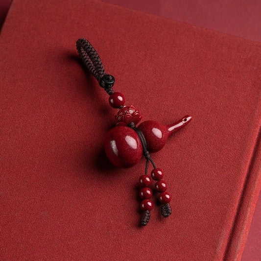 Gourd Keychain with Lotus Charm | Chinese Feng Shui Lucky Charm