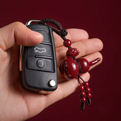 Gourd Keychain with Lotus Charm | Chinese Feng Shui Lucky Charm