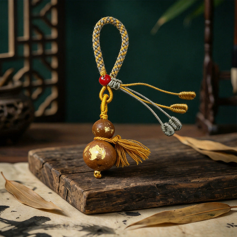 Lucky Gourd Keychain | Hand-Polished Chinese Hexiang Bead Charm