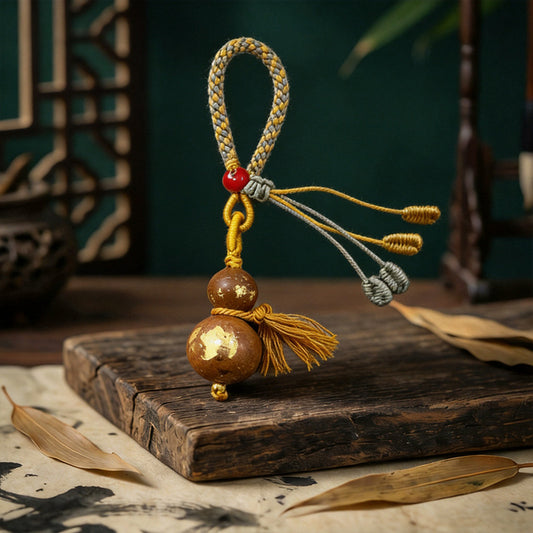 Lucky Gourd Keychain | Hand-Polished Chinese Hexiang Bead Charm