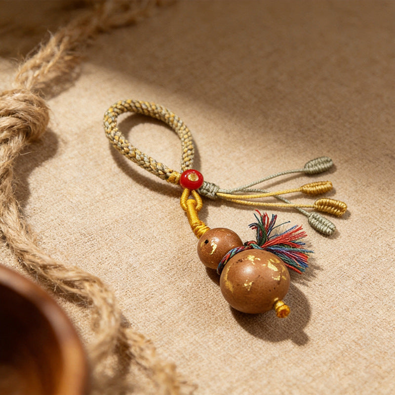 Lucky Gourd Keychain | Hand-Polished Chinese Hexiang Bead Charm