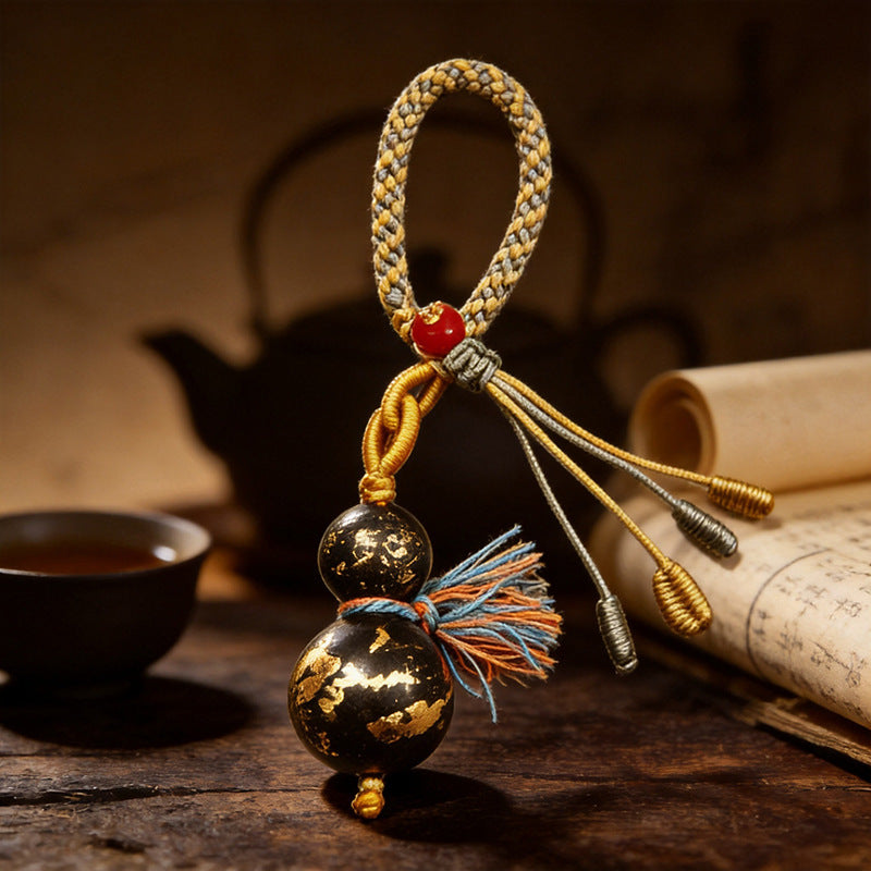 Lucky Gourd Keychain | Hand-Polished Chinese Hexiang Bead Charm