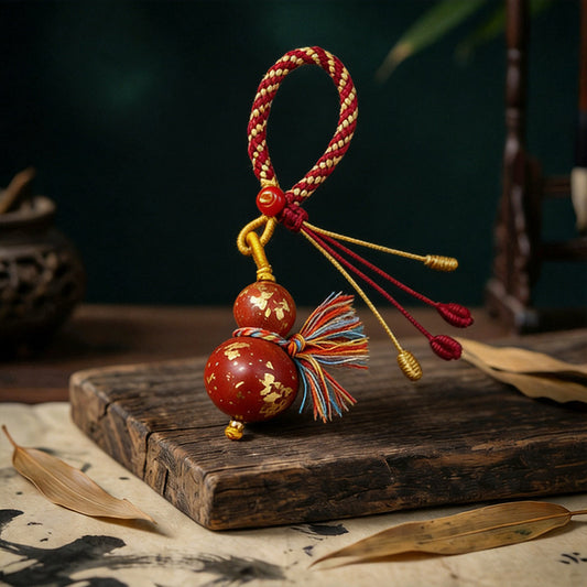 Lucky Gourd Keychain | Hand-Polished Chinese Hexiang Bead Charm