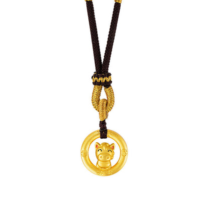 Chinese Zodiac Pendant Necklace 925 Sterling Silver | Ping An Buckle Lucky Charm