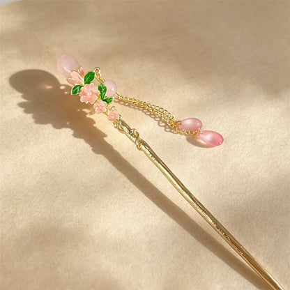 Modern Chinese Pink Flower Hairpin