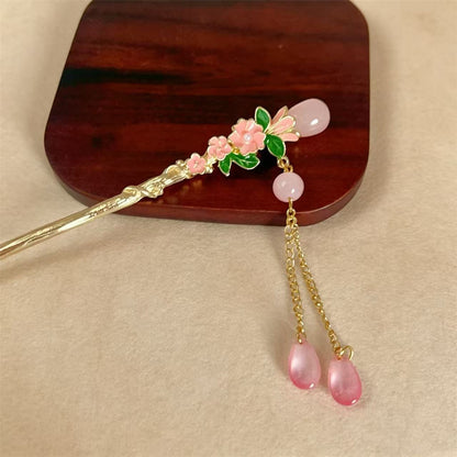 Modern Chinese Pink Flower Hairpin