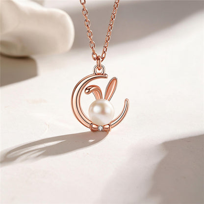 Moon Rabbit Pearl Necklace | 925 Sterling Silver & Freshwater Pearl