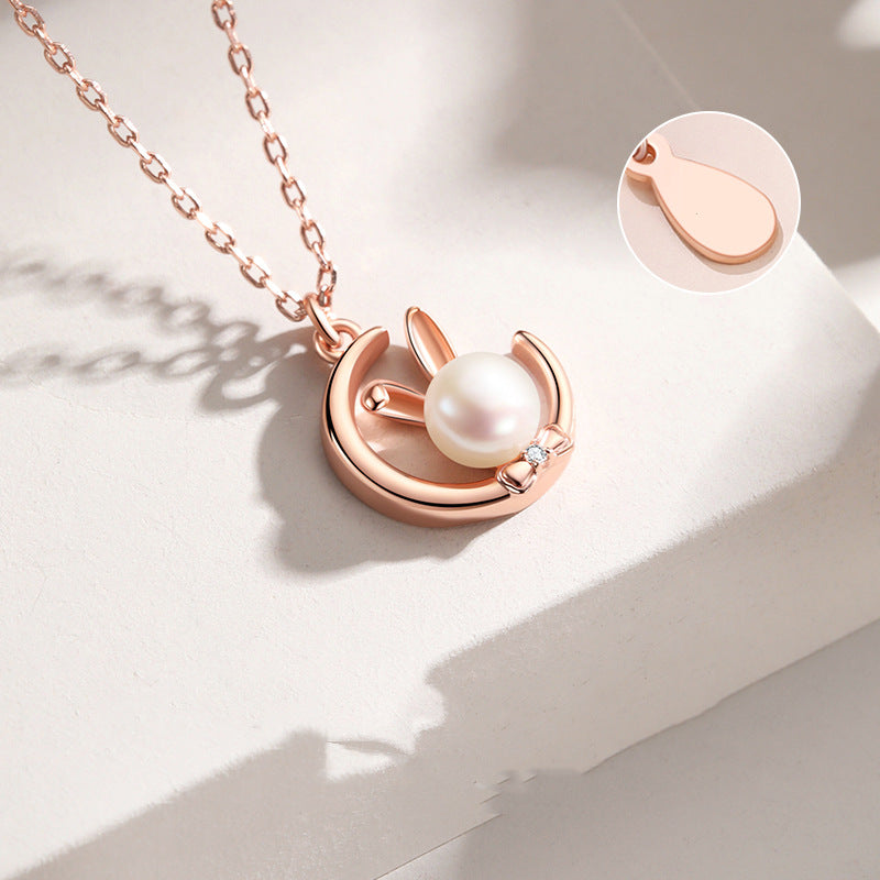 Moon Rabbit Pearl Necklace | 925 Sterling Silver & Freshwater Pearl