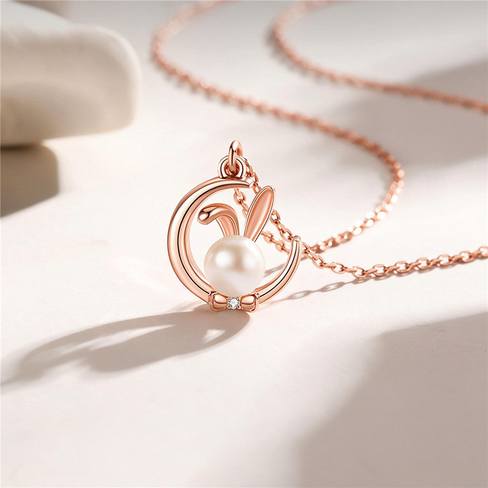 Moon Rabbit Pearl Necklace | 925 Sterling Silver & Freshwater Pearl