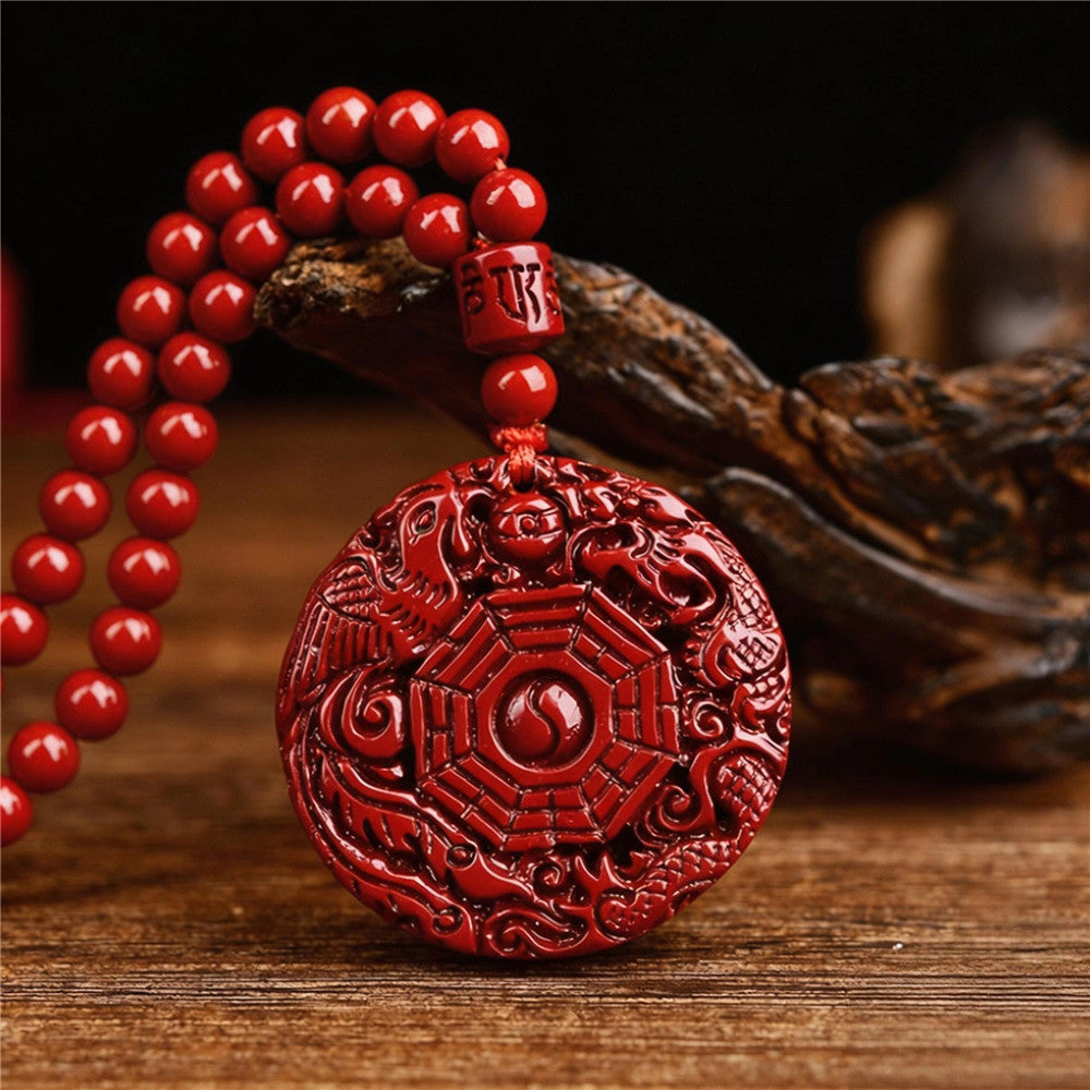 Natural Cinnabar Dragon Pendant | Chinese Zodiac Jewelry