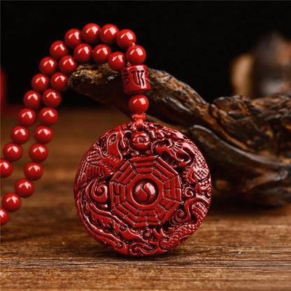 Natural Cinnabar Dragon Pendant | Chinese Zodiac Jewelry