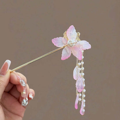 Pearl Tassel Hair Stick - Flower Chinese Hairpin