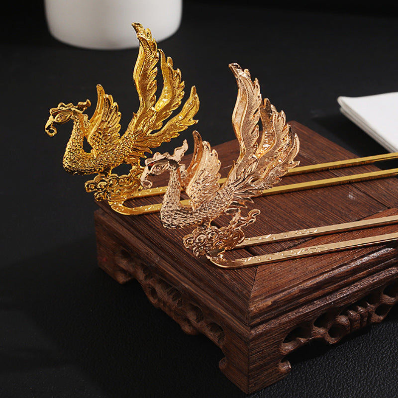 Phoenix Hair Stick – Gold-Tone Chinese Fenghuang Hairpin
