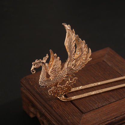 Phoenix Hair Stick – Gold-Tone Chinese Fenghuang Hairpin