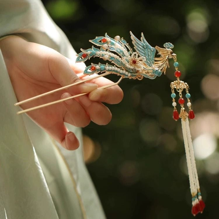 Phoenix Hair Stick for Hanfu | Gold-Tone Hairpin