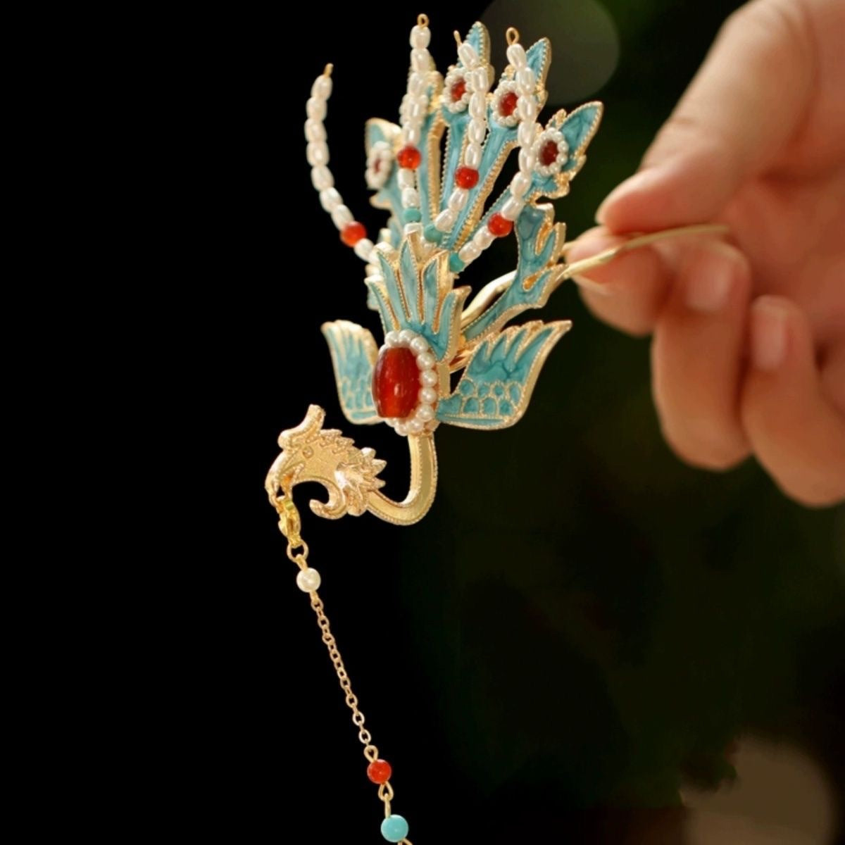 Phoenix Hair Stick for Hanfu | Gold-Tone Hairpin