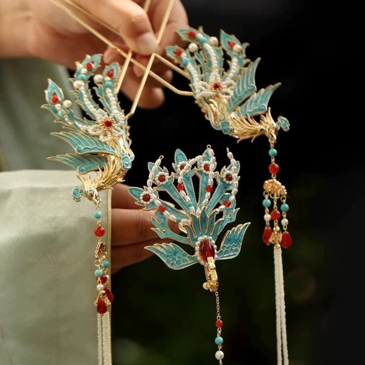 Phoenix Hair Stick for Hanfu | Gold-Tone Hairpin