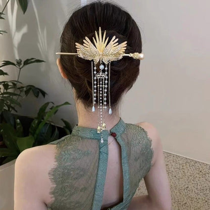 Stylet à cheveux Phénix avec pompons style perles