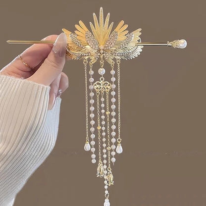 Stylet à cheveux Phénix avec pompons style perles