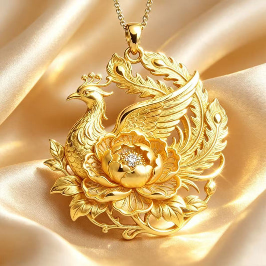 Phoenix and Lotus Necklace | Chinese Phoenix Pendant