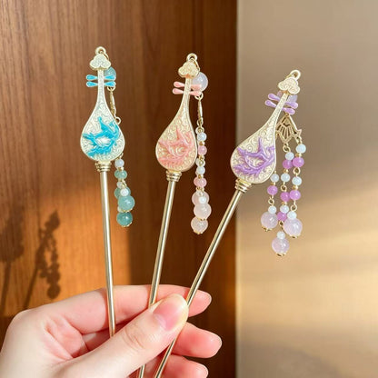 Pipa Hair Stick with Jade-Style Beads