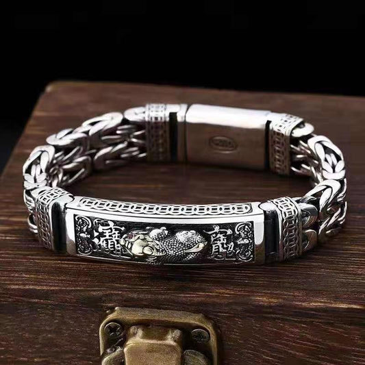 Pixiu Bracelet | Silver-Tone Chinese Feng Shui Jewelry