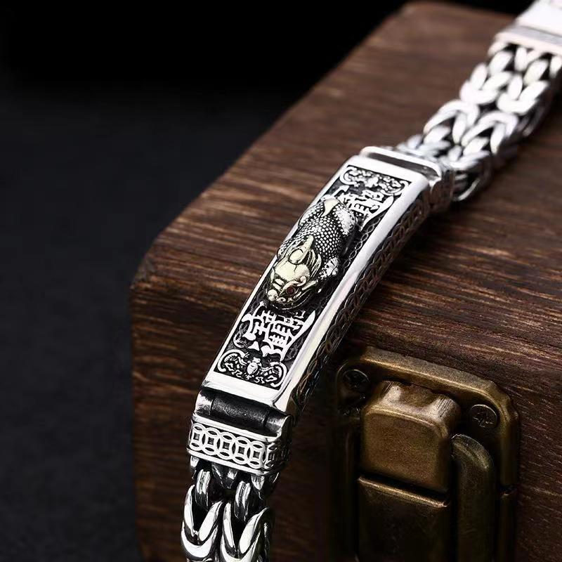 Pixiu Bracelet | Silver-Tone Chinese Feng Shui Jewelry