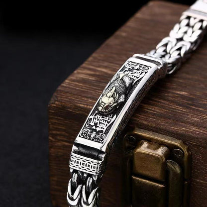 Pixiu Bracelet | Silver-Tone Chinese Feng Shui Jewelry