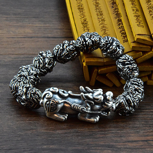 Pixiu Sun Wukong Bracelet | Chinese Silver-Tone Jewelry