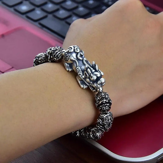 Pixiu Sun Wukong Bracelet | Chinese Silver-Tone Jewelry