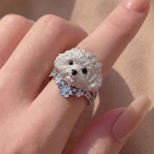 Cute Puppy Ring | Adjustable Gold & Silver Dog Ring