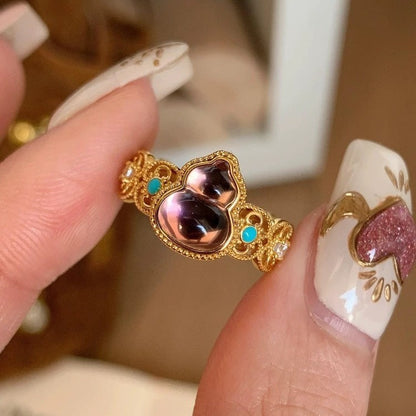 Purple Gourd Ring for Women | Adjustable Chinese Gourd Ring