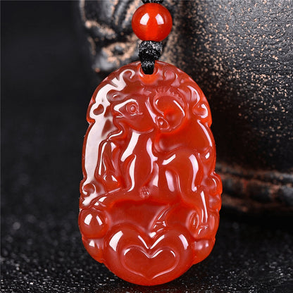 Red Agate Chinese Zodiac Pendant