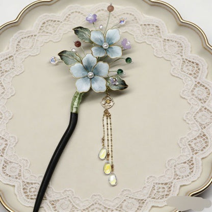 Handmade Sandalwood Hair Stick with Flower