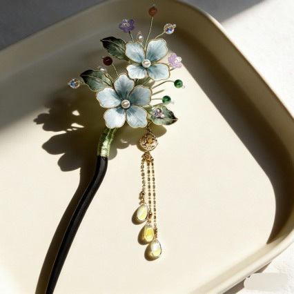Handmade Sandalwood Hair Stick with Flower