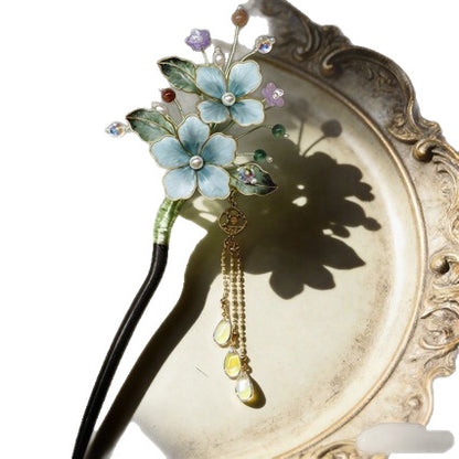 Handmade Sandalwood Hair Stick with Flower