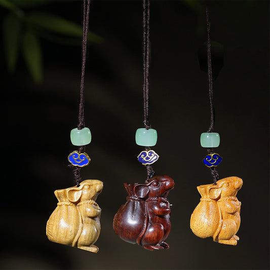 Sandalwood Rat Keychain | Chinese Zodiac Wealth Charm