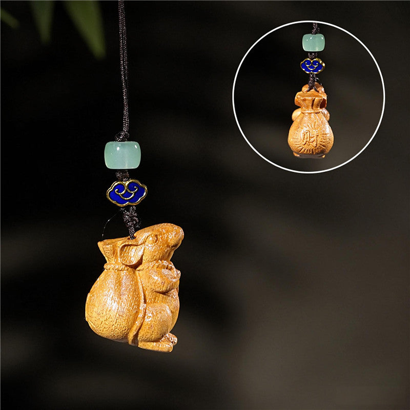 Sandalwood Rat Keychain | Chinese Zodiac Wealth Charm
