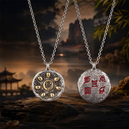 Collier pendentif aux sept grains de riz | Amulette porte-bonheur taoïste