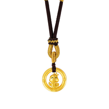 Chinese Zodiac Pendant Necklace 925 Sterling Silver | Ping An Buckle Lucky Charm