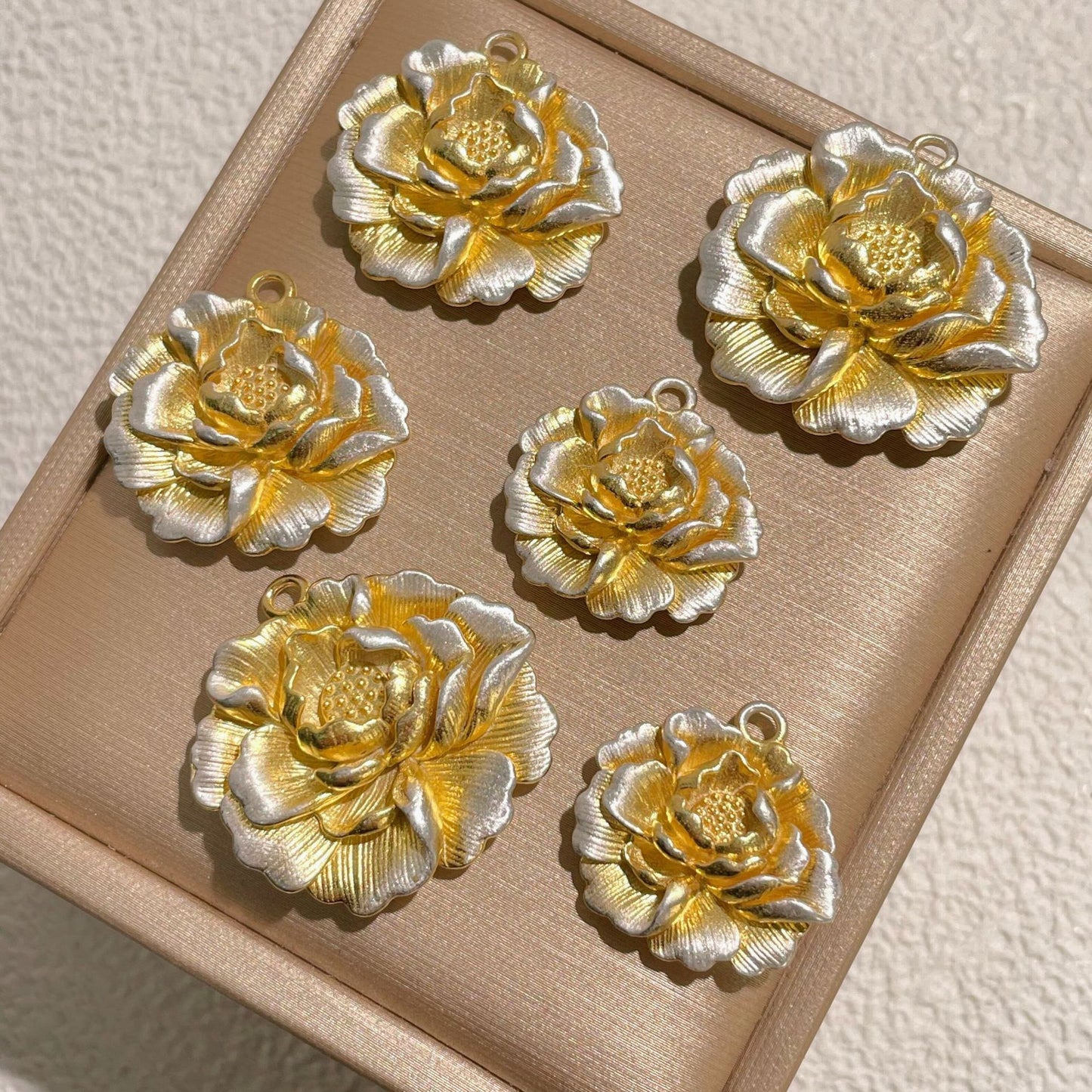 S990 Silver Peony Pendant Necklace | Gold Vermeil Chinese Jewelry