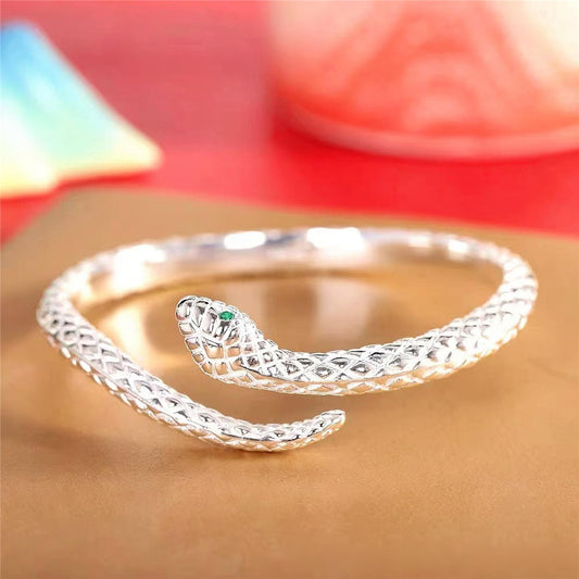 Snake Zodiac Bracelet | Adjustable Silver-Tone Cuff