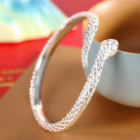 Snake Zodiac Bracelet | Adjustable Silver-Tone Cuff