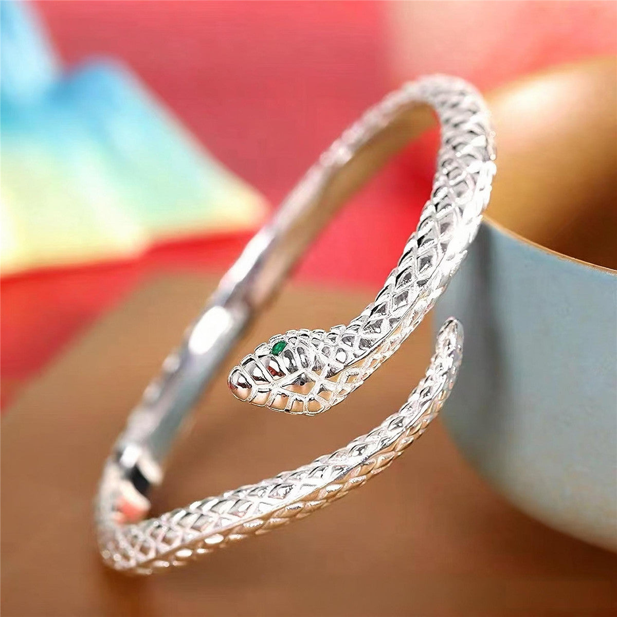 Snake Zodiac Bracelet | Adjustable Silver-Tone Cuff