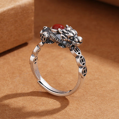 South Red Agate Pixiu Ring – Adjustable Chinese Lucky Ring